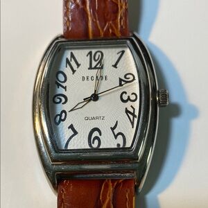 Decade Men's Silver and Brown Quartz Watch